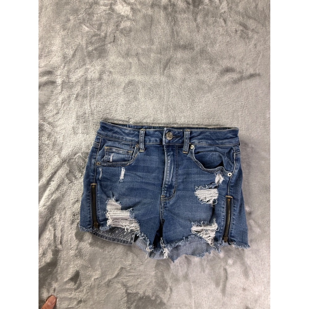 American Eagle Outfitters Shorts Super Stretch Womens Size 27 Blue Embroidered